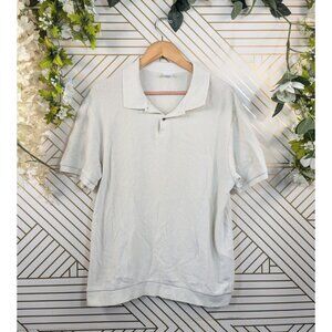 ZARA Men's Off White Short Sleeve Knit Polo Collared Cotton Blend Size Large